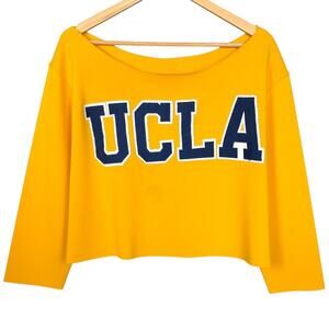 Vintage Y2K UCLA Cropped Off The Shoulder Customized Spellout Sweatshirt XL